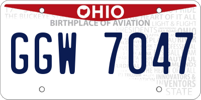 OH license plate GGW7047