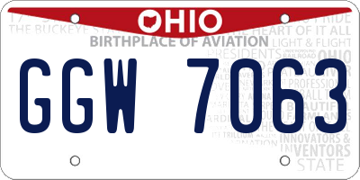 OH license plate GGW7063
