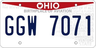 OH license plate GGW7071