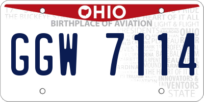 OH license plate GGW7114