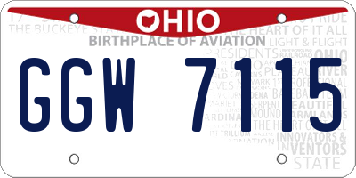 OH license plate GGW7115