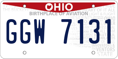OH license plate GGW7131