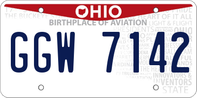 OH license plate GGW7142