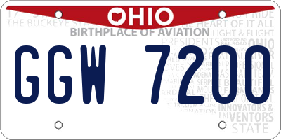 OH license plate GGW7200