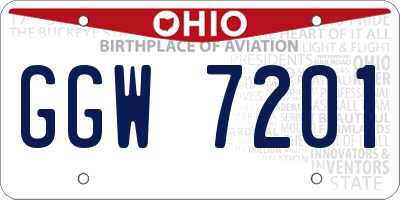 OH license plate GGW7201