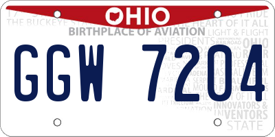 OH license plate GGW7204