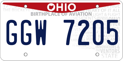 OH license plate GGW7205