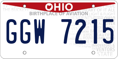 OH license plate GGW7215