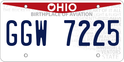 OH license plate GGW7225
