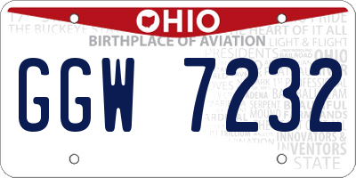 OH license plate GGW7232