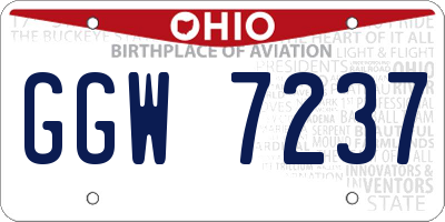 OH license plate GGW7237