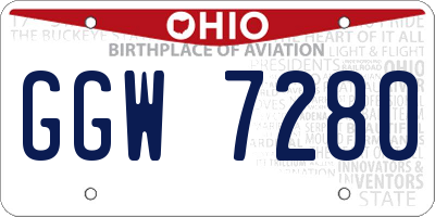 OH license plate GGW7280