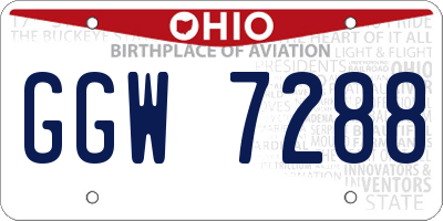 OH license plate GGW7288