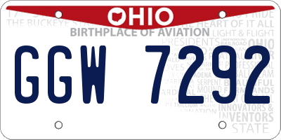 OH license plate GGW7292