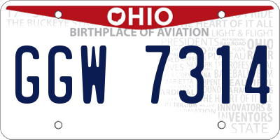 OH license plate GGW7314