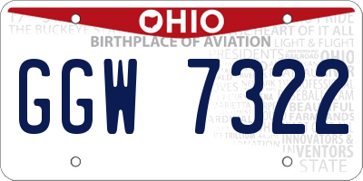 OH license plate GGW7322