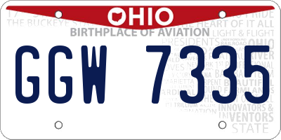 OH license plate GGW7335