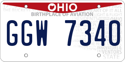 OH license plate GGW7340