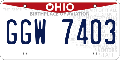 OH license plate GGW7403