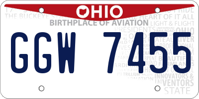 OH license plate GGW7455