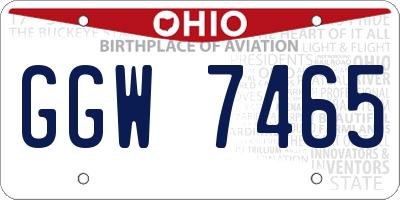 OH license plate GGW7465