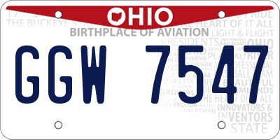 OH license plate GGW7547