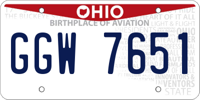 OH license plate GGW7651