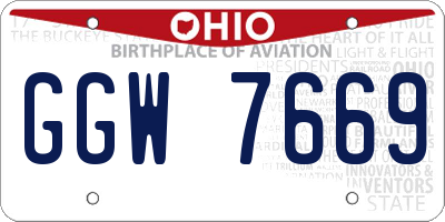OH license plate GGW7669