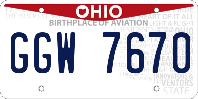 OH license plate GGW7670