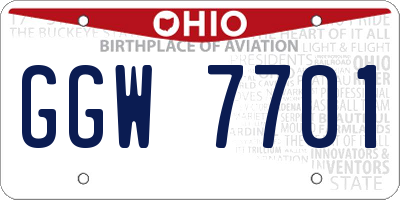 OH license plate GGW7701