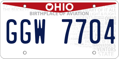 OH license plate GGW7704