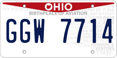 OH license plate GGW7714