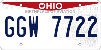 OH license plate GGW7722