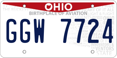 OH license plate GGW7724