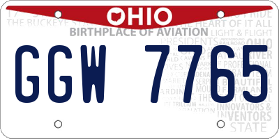 OH license plate GGW7765