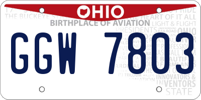 OH license plate GGW7803