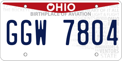 OH license plate GGW7804