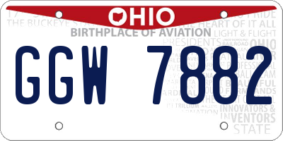 OH license plate GGW7882