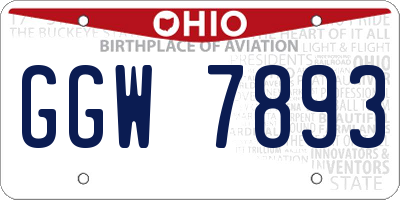 OH license plate GGW7893
