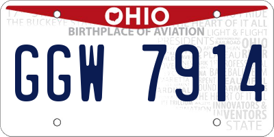 OH license plate GGW7914
