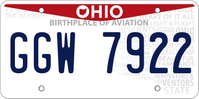 OH license plate GGW7922