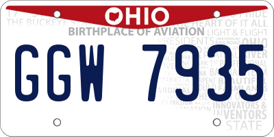 OH license plate GGW7935