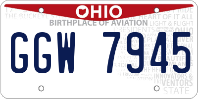 OH license plate GGW7945