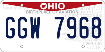 OH license plate GGW7968