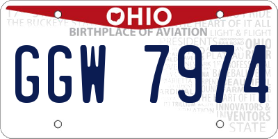 OH license plate GGW7974