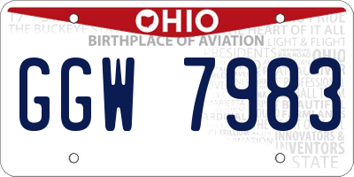 OH license plate GGW7983