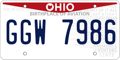 OH license plate GGW7986