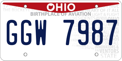 OH license plate GGW7987