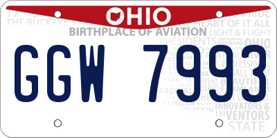 OH license plate GGW7993