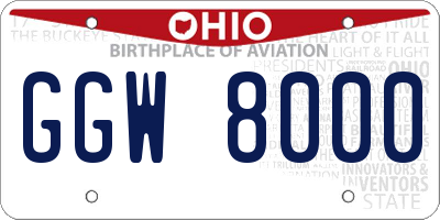 OH license plate GGW8000